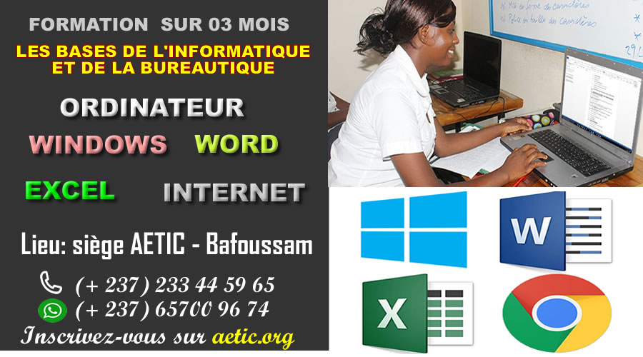 Cours de bureautique, Word Excel Powerpoint pour débutant